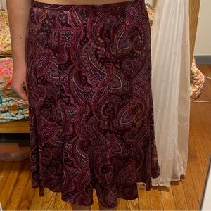 Paisley Print Ann Taylor Loft Sequin Women's Skirt Size 6 fairy whimsy purple